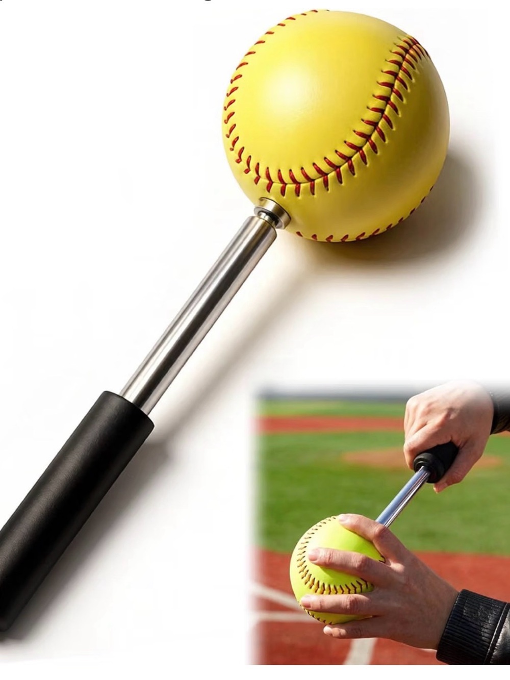 Yellow Softball Grip Trainer with Black Handle - Baseball/Softball Aid